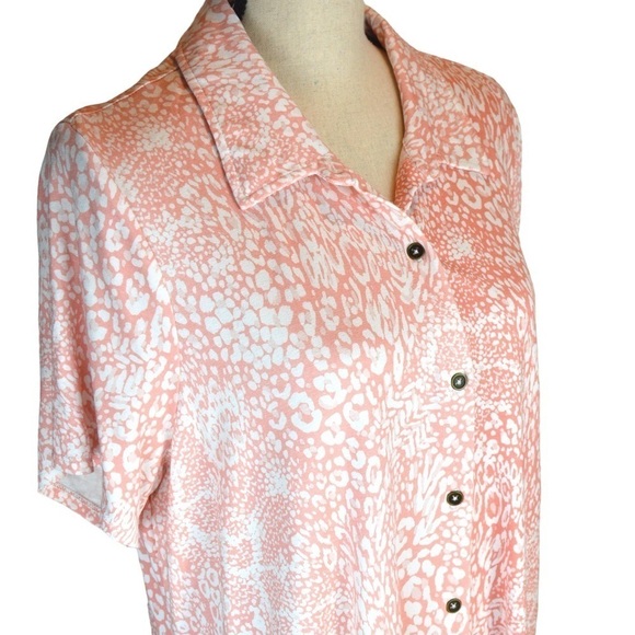 Kim Rogers Julianna Tunic Hi Low Button Down Short Sleeve Slinky Size XL New - Picture 8 of 9